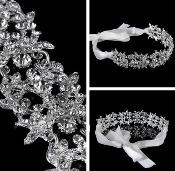

new handmade crystal satin with hair hoops bridal headwear wedding dress accessoriesfg-0092-a, Silver