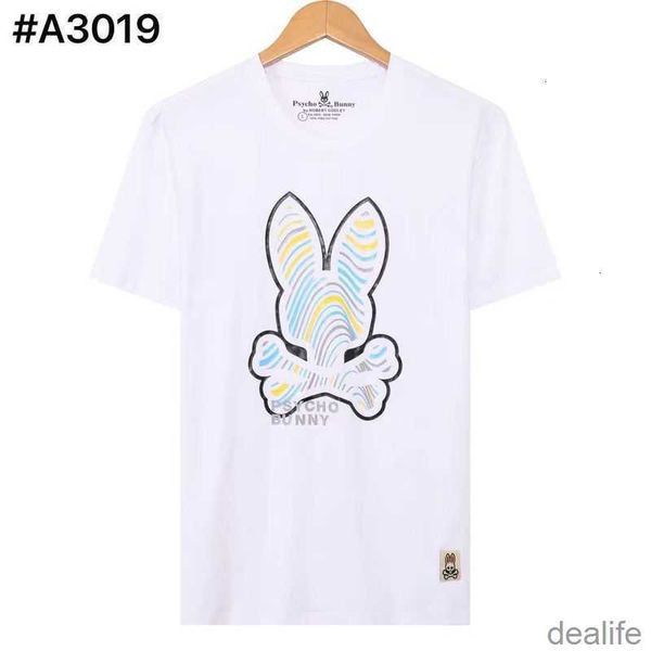 

2023 spring / summer new psycho bunny skeleton rabbit men and women's short sleeve printed pattern tide brand t-shirt pure cotton embro, White;black