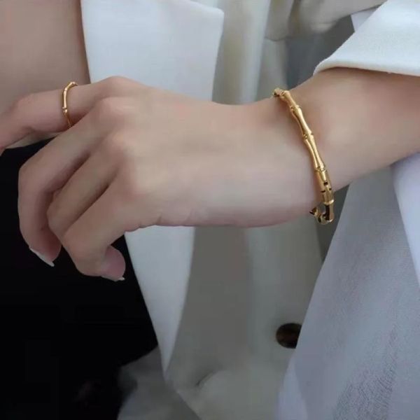 

bangle the bamboo joints of titanium steel bracelet female don t rub off ins open hand act role ofing is tasted, Black