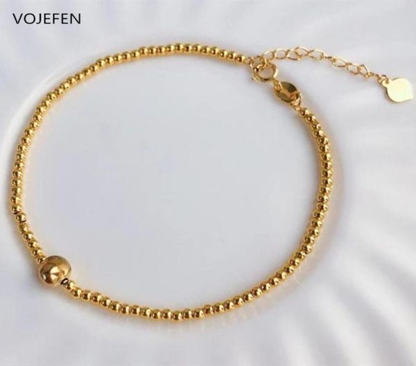 

other bracelets vojefen au750 18k real gold ball chain bracelet handmade beaded golden link for women fine jewellry3535484, Golden;silver