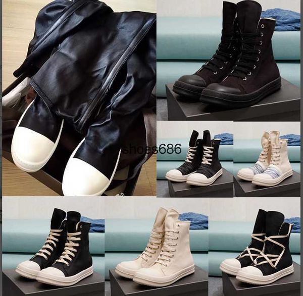 

boots dress designer rick owen canvas high shoes platform boot men women shoe black lace up booties