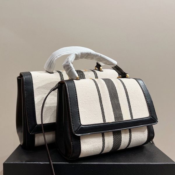 

women's handbag designer bag luxury one shoulder bag fashion casual crossbody bag classic canvas striped two-color shopping bag clamshe