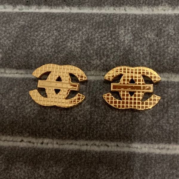 

luxury designer grid c stud 316l stainless steel 18k gold silver rose women letter logo engrave earrings wedding jewelry mother gift, Golden;silver