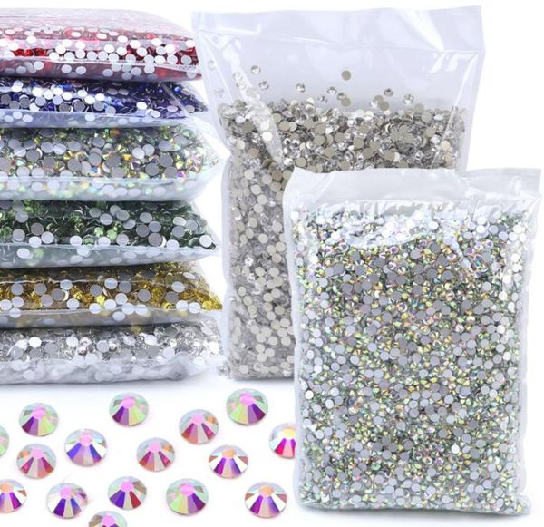

whole 144014400pcspacks ss3ss50 crystal ab 3d nail art decoration rhinestones glue on flatback clothing diy rhinestone8696035, Black