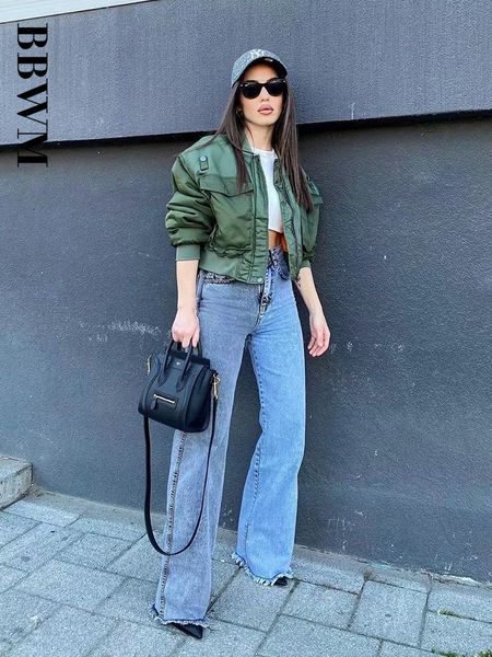 

women's jackets army green round neck long sleeve pocket chic female jacket korean pilot thicken warm locomotive women's coat 2305, Black;brown
