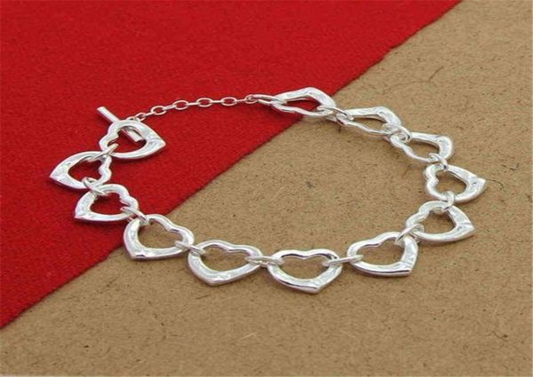 

925 sterling silver bracelet cute heart chain for woman party charm jewelry gift3255410, Black