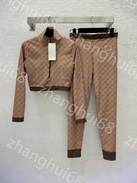 

23ss womens designer clothing yoga suit women tracksuit full double g print half zipper short style tights stretch elastic pants leggingss s, Gray