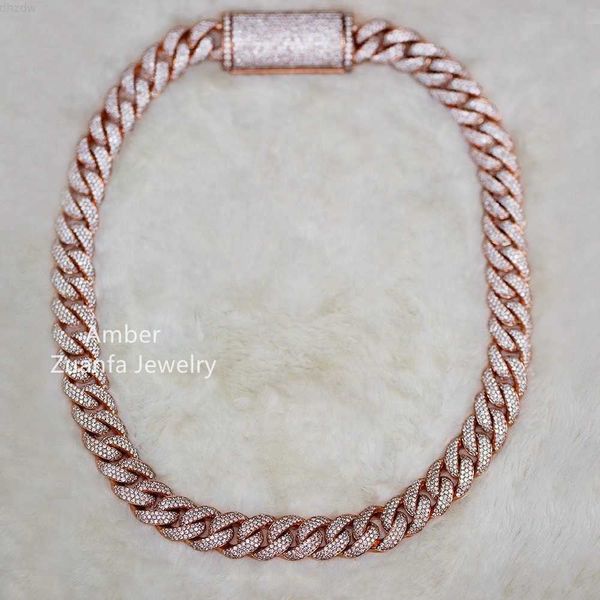 

fresh out iced out moissanite diamond rose gold cuban link bracelet half a kilo rose gold cuban link, Silver