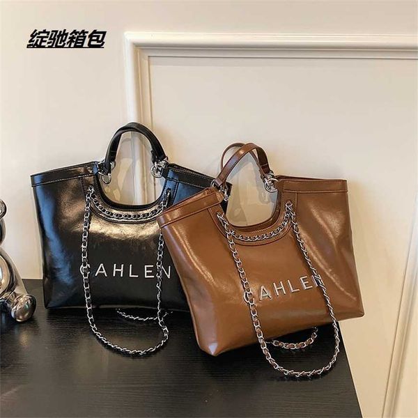 

24% off 2023 fashion handbag new women's small style handbag wax leather diagonal straddle chain strap single shoulder wind bag