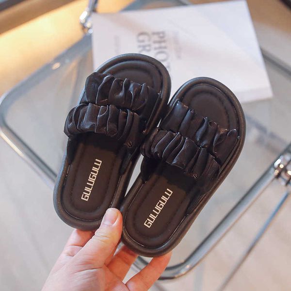 

beach 2023 summer new anti slip princess shoes girls' outerwear medium to large children' sals and slippers, Black;grey