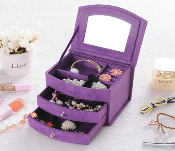 

sell velvet three layers portable multifunctional necklace rings etc jewelry boxes fashion design gifts box7730819, Black;white