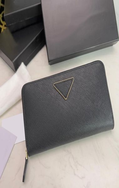 

stylish zipper leather money clips men women long wallets triangle icon wallet coin pouch card holder purse with box2938005, Black