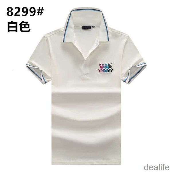 

psycho bunny summer polo shirt short sleeve casual t-shirt solid cotton lapel paul fashion men personality k6qm, White;black