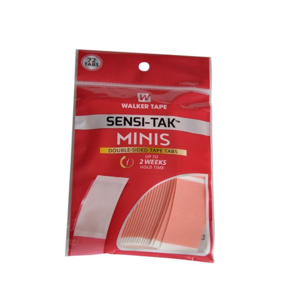 

72 tabs red sensi-tak minis double sided tape tabs hair adhesive tape for lace wig/toupee up to 2 weeks hold time, Black;brown