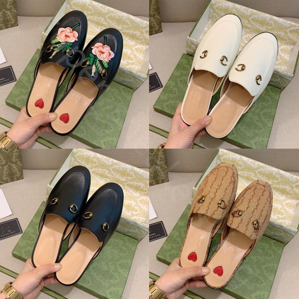 

women loafers leather sandals designer slippers casual shoes slipper mules sandal metal chain lace velvet slides with box 35-41, Black