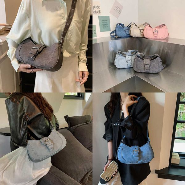 

nxy denim solid color women underarm shoulder side bag small handbags vintage luxury lady crossbody 230424