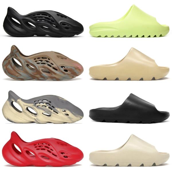 

new designers slippers eva men woman running shoes comfortable sandals glow green soot onyx black bone blue resin desert sand pure foam slid