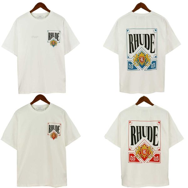 

ukn1 men's t shirs 23ss rhude high qualiy shir mens spring auumn leer prin shor sleeve us size m xxl, White;black