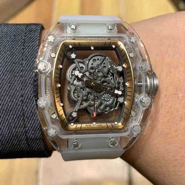 

rakish mechanical cool wrist watches tv factory rm055 designer mens business leisure crystal case tape trend swiss movement v 2023 new luxur, Slivery;brown