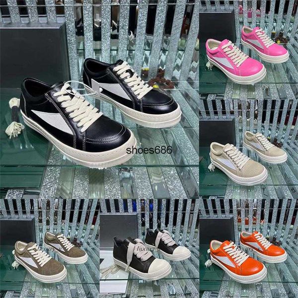 

designer casual shoes rick sneakers men women owen leather trainers low canvas sneakers platform boot black lace up booties with box
