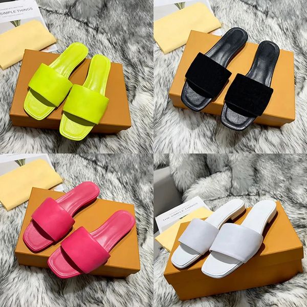 

designer slippers solid monograms embossed revival flat mules summer women shoes slides sandals designer black pink orange blue waterfront b