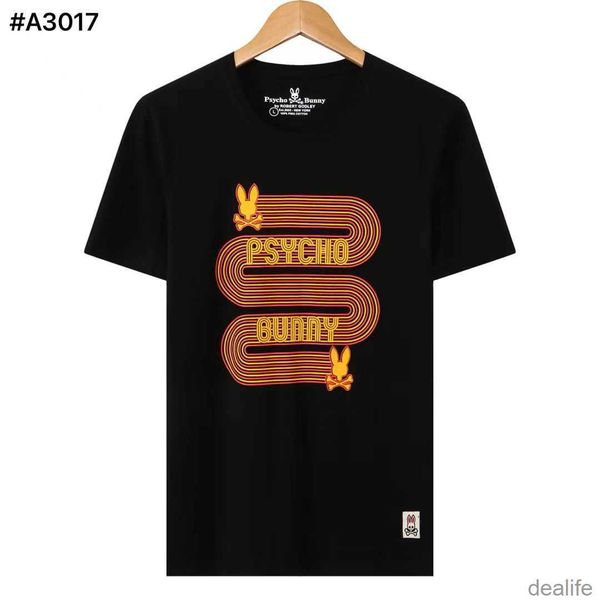 

psycho spring and summer bunny skull rabbit full paste printed round neck casual short-sleeved t-shirt fashion brand pure cotton men's, White;black