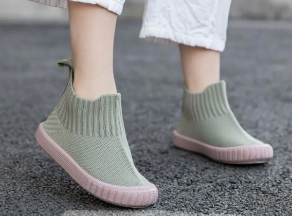 

price athletic & outdoor kids shoes ankle knit fabric barefoot boys sneakers slip on wide toe girls casual solid nonslip