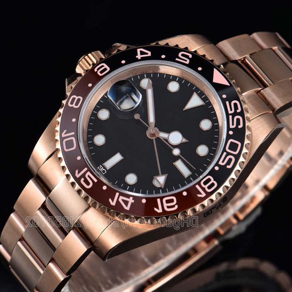 

mens watches automatic mechanical 40mm pepsi watch 904l stainless steel blue black ceramic sapphire glass super luminous womens wristwatches, Slivery;golden