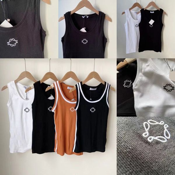 

designer summer women fashion embroidered cotton-blend tank shorts designer skirts dress bra vest ladies solid vintage t shirt loewe, White