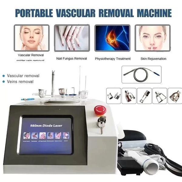 

2023 new portable slim equipment 980nm diode laser 6 in 1 safe and scarless 60w spider vein removal high power beauty machine