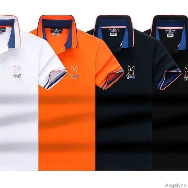 

psycho bunny t shirt 23 new fashion brand skull rabbit embroidered rib collar polo men casual business izwq, White;black