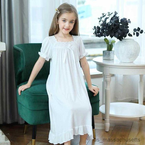

pajamas children nightdress for toddlers girls soft cotton mid length nightgowns kids leisure sleepwear girls home wear night clothing, Blue;red