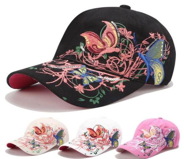 

summer autumn ball caps women butterflies flower embroidery girls sun hats casual snapback cap5777512, Blue;gray