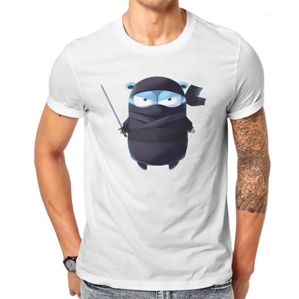 

men's t-shirts ninjas japanense culture fashion cool golang gopher tshirt classic fashion men's tees large cotton o-neck t shirt, White;black
