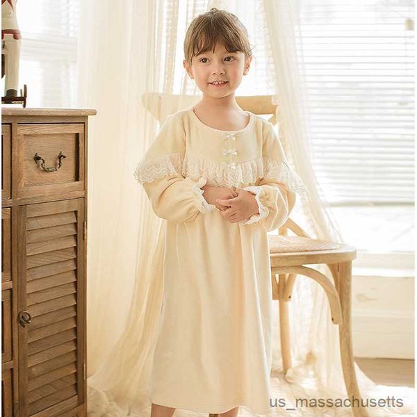 

pajamas autumn winter children girl lolita dress princess sleepshirts vintage nightgowns.kid's nightdress lounge sleepwear, Blue;red