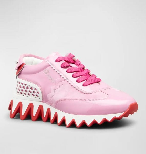 

luxury women casual shoes red bottom spiked sneaker loubishark donna runner leather spikes sneakers low shoe outdoor runner trainers shark s, Black