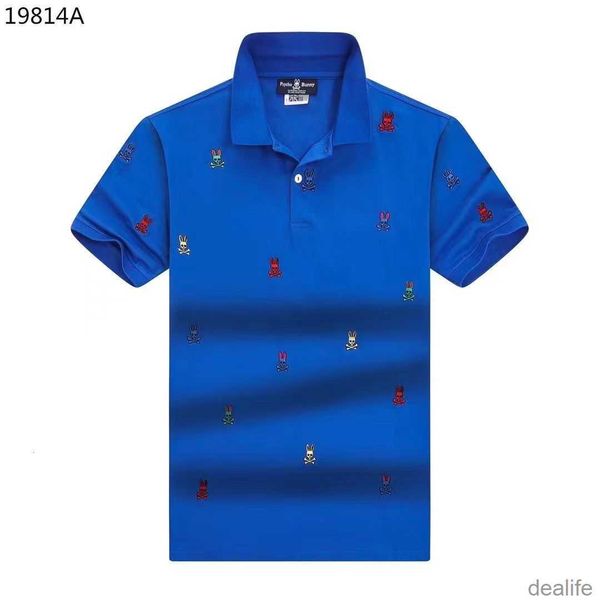 

2023 psycho bunny summer new men's skull rabbit polo shirt short sleeve cartoon embroidery collar jacquard fashion brand simple jttl, White;black