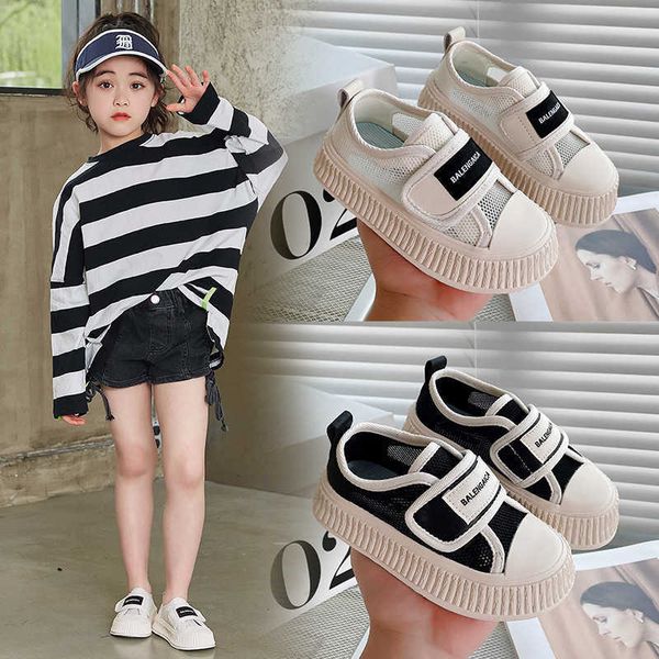 

girls' 2023 new biscuit sports summer children's mesh hollowed out girls' casual board shoes, Black;red