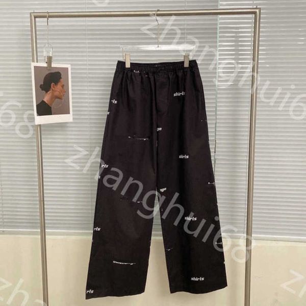 

23ss womens pants womens designer clothing full letter logo printed casual elastic waist wide leg pants women clothing a1, Black;white