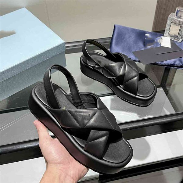 

fashion sandals luxury design 2023 pradity women high heel leather letter logo wedding party casual slippers 04-003, Black