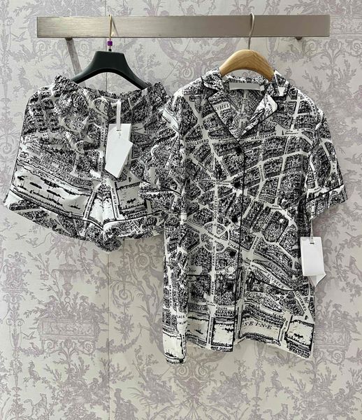 

2023 fashion women's two piece shorts tracksuit casual outfit suits women lapel short sleeve loose shirt blouse high waist casual shor, White