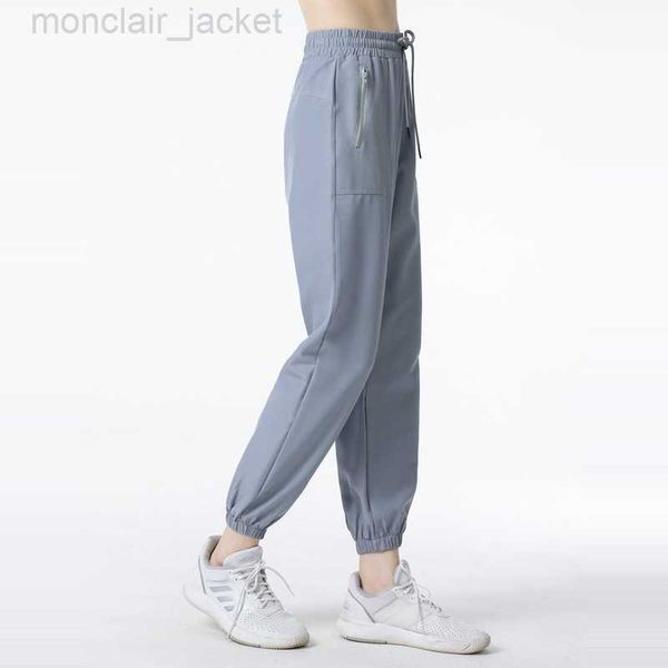 

desginer al yoga leggings yoga's new fast drying loose fitting sports pants for women with high waistband pockets casual pants drawstri, Black