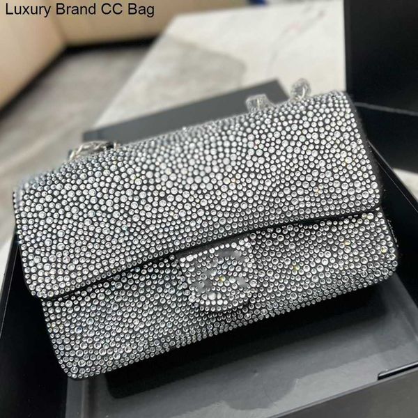 

flap shiny classic cc crystal series shoulder bling bling bags bags silver metal hardware matelasse chain crossbody shoulder purse cosmetic