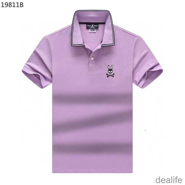 

psycho bunny new polo shirt tshirt 2023 summer and autumn skeleton rabbit embroidery pearl cotton trendy brand rib by8s, White;black