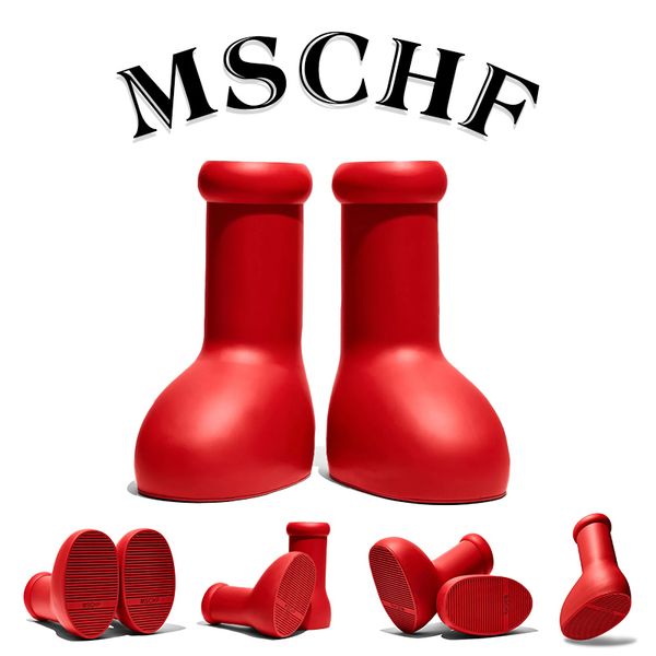 

2023 mschf men women rain boots designers big red boot thick bottom non-slip booties rubber platform bootie fashion astro boy size 35-45, Black