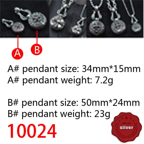 

10024 fashionable s925 sterling silver retro cross flower pendant net red letter personalized classic double sided gourd punk hip hop style