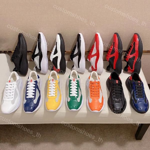

designer shoes america cup sneakers men shoes low platform trainers luxury outdoor rubber shoe fabric patent leather trainer lace up flat me, Black