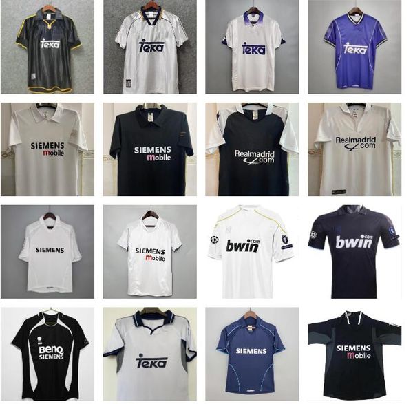 

real madrid retro soccer jersey ronaldo guti zidane raul r. carlos football shirt carlos figo mijatovic 1997 98 99 2000 01 02 04 05 06 07 cl, Black;yellow