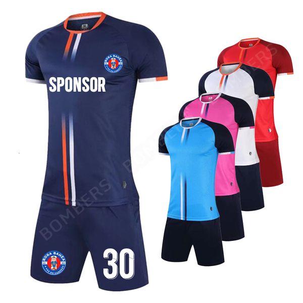 

sets/suits men kids football jersey suit custom short sleeve summer soccer training uniform matching tracksuit 2 piece shirt shorts sets 230