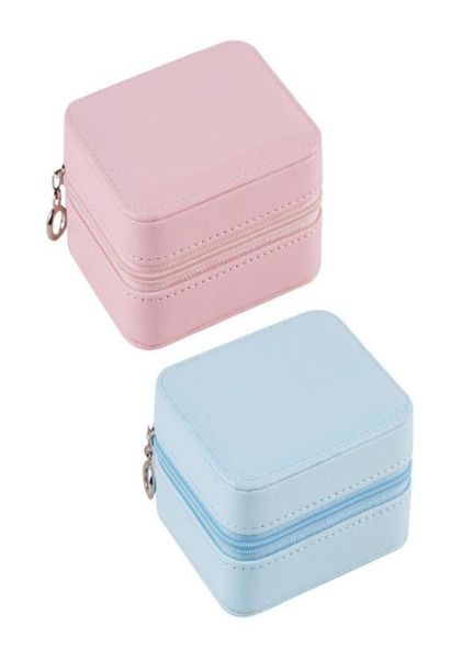 

jewelry pouches bags zipper travel box portable leather earrings rings storage case3711888, Pink;blue